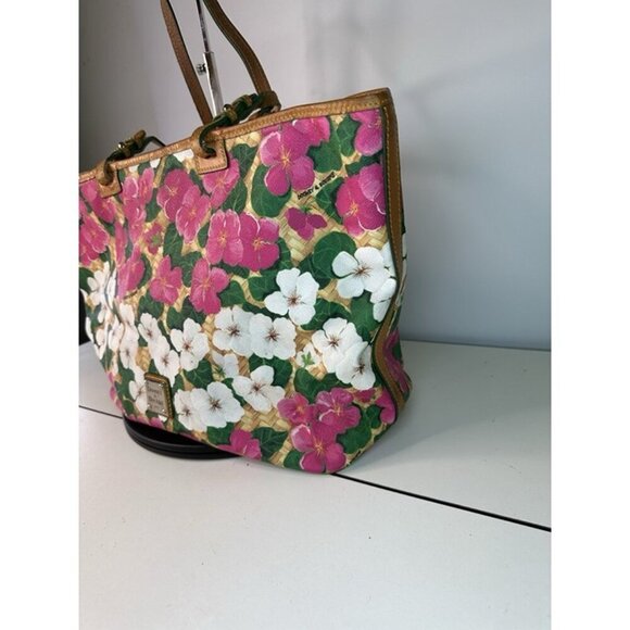 Dooney & Bourke Beautiful Pink And White Floral Print Leather Tote - Picture 9 of 12